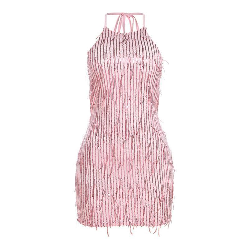 Sexy Clubbing Backless Sequined Mini Dress - 808Lush