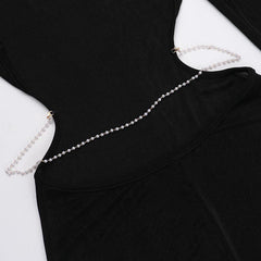 Fall Maxi Dress Elegant Sexy Backless Chain Long Sleeve Dress