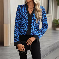 V Neck Leopard Print Women Shirt