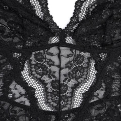 Mysterious Black Lace Deep V Plunge teddies