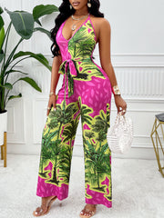 Women Floral Printing Sexy Suspenders Jumpsuit