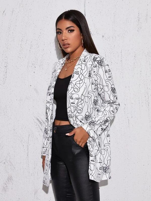 Women Printed Casual Small Blazer - 808Lush