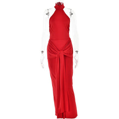 round Neck Tied Backless Maxi Dress