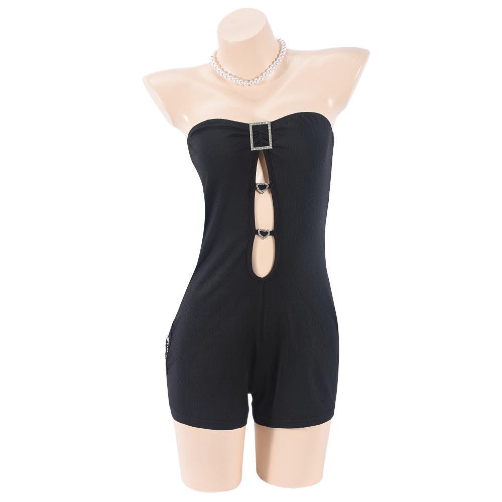 Elastic Metal Decorative Sexy Romper