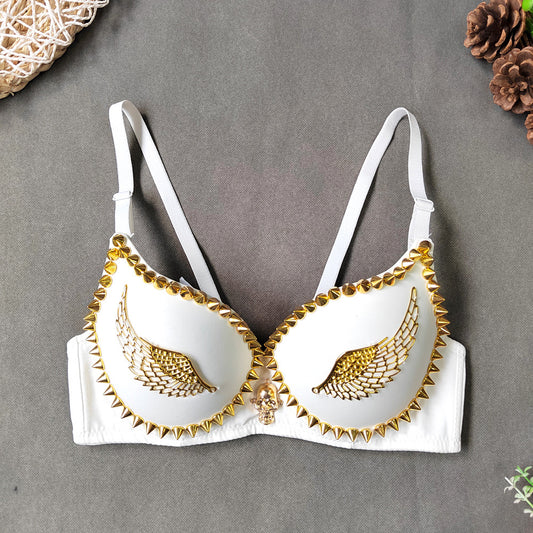 Golden Angel Wings Beaded Corset Bra