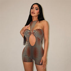 Sexy Cutout Printed Romper - 808Lush