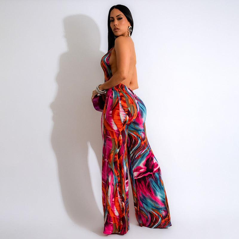 Multi Color Deep V Plunge Jumpsuit - 808Lush