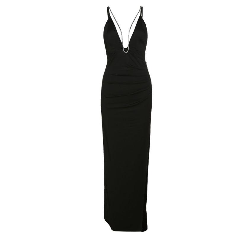 Sexy Nightout Backless Split V Neck Maxi Dress - 808Lush