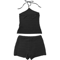 Sexy Spaghetti Straps Vest Slim Casual Shorts Set