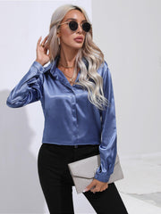 Satin Shirt Long Sleeve Formal Shirt - 808Lush