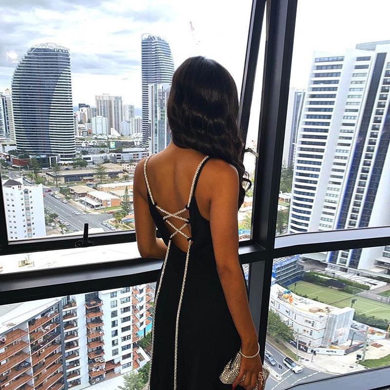 Sexy Nightout Backless Split V Neck Maxi Dress - 808Lush