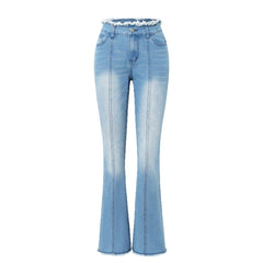 Women Frayed Edge Flare Jeans