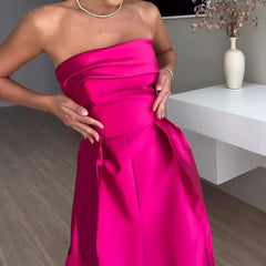 Satin Sexy Tube Top Evening Maxi Dress