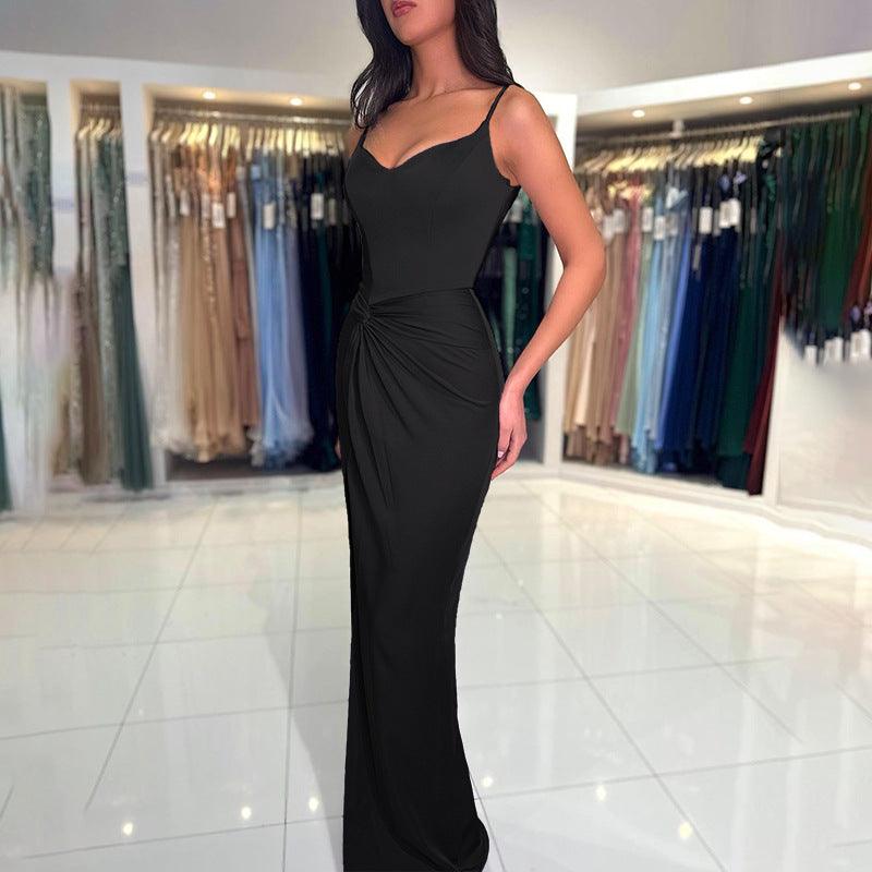 Twisted Strap Elegant Socialite Elegant Sexy Slit Maxi Dress