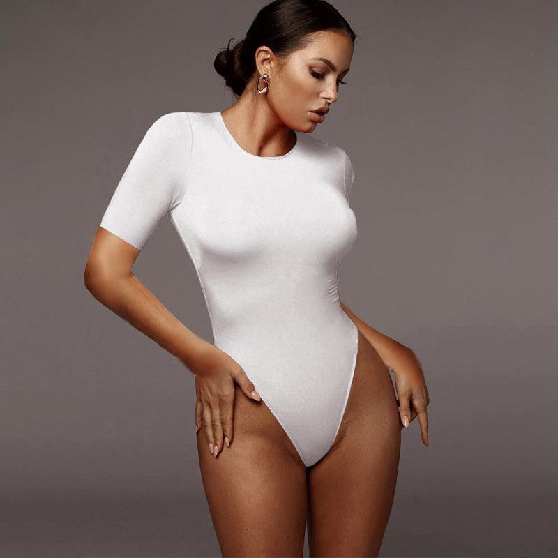 Women Casual Half-Sleeve Base Top Tight Sexy Bodysuit - 808Lush