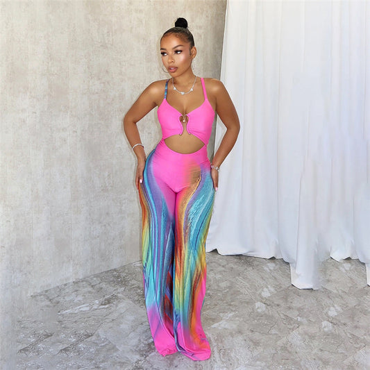 Sexy Tight Backless Low Cut Sling High Waist Jumpsuit