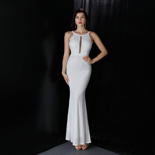 Sequined Evening Party Dress Long Cocktail Slim Fishtail Elegant Ladies Party Annual Meeting Host - 808Lush