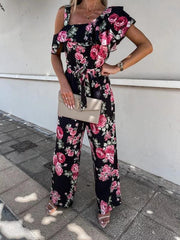 Summer Loose Lace-up Printed Jumpsuit - 808Lush