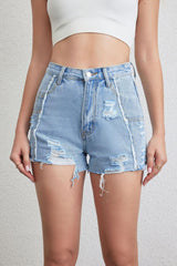 Summer Women Summer High Waist Denim Shorts Ripped Casual - 808Lush