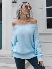 Women's off shoulder sweater with straight neck - 808Lush