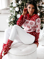 Women's pullover Christmas knitted long sleeve sweater - 808Lush