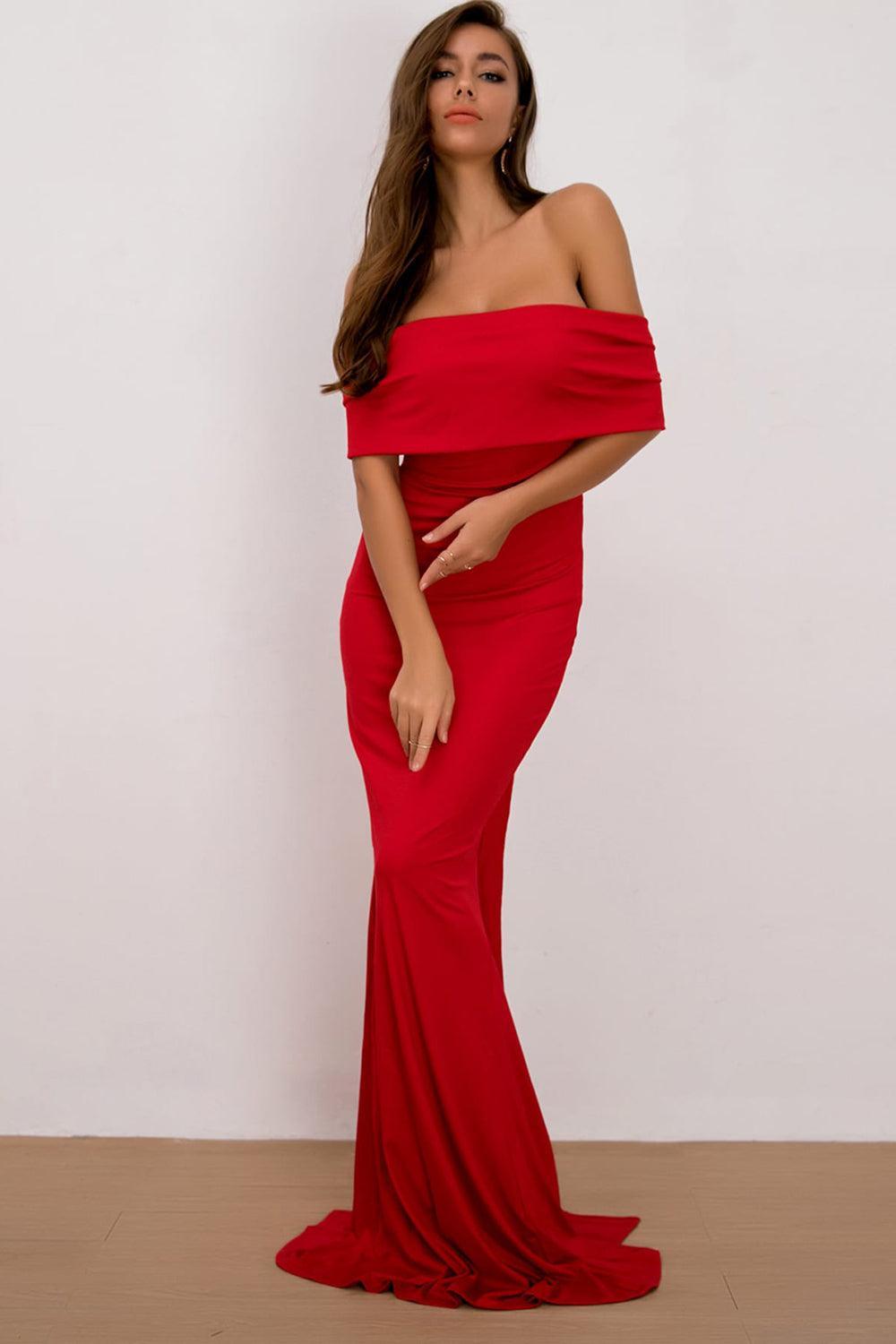 Off-Shoulder Floor Length Dress - 808Lush