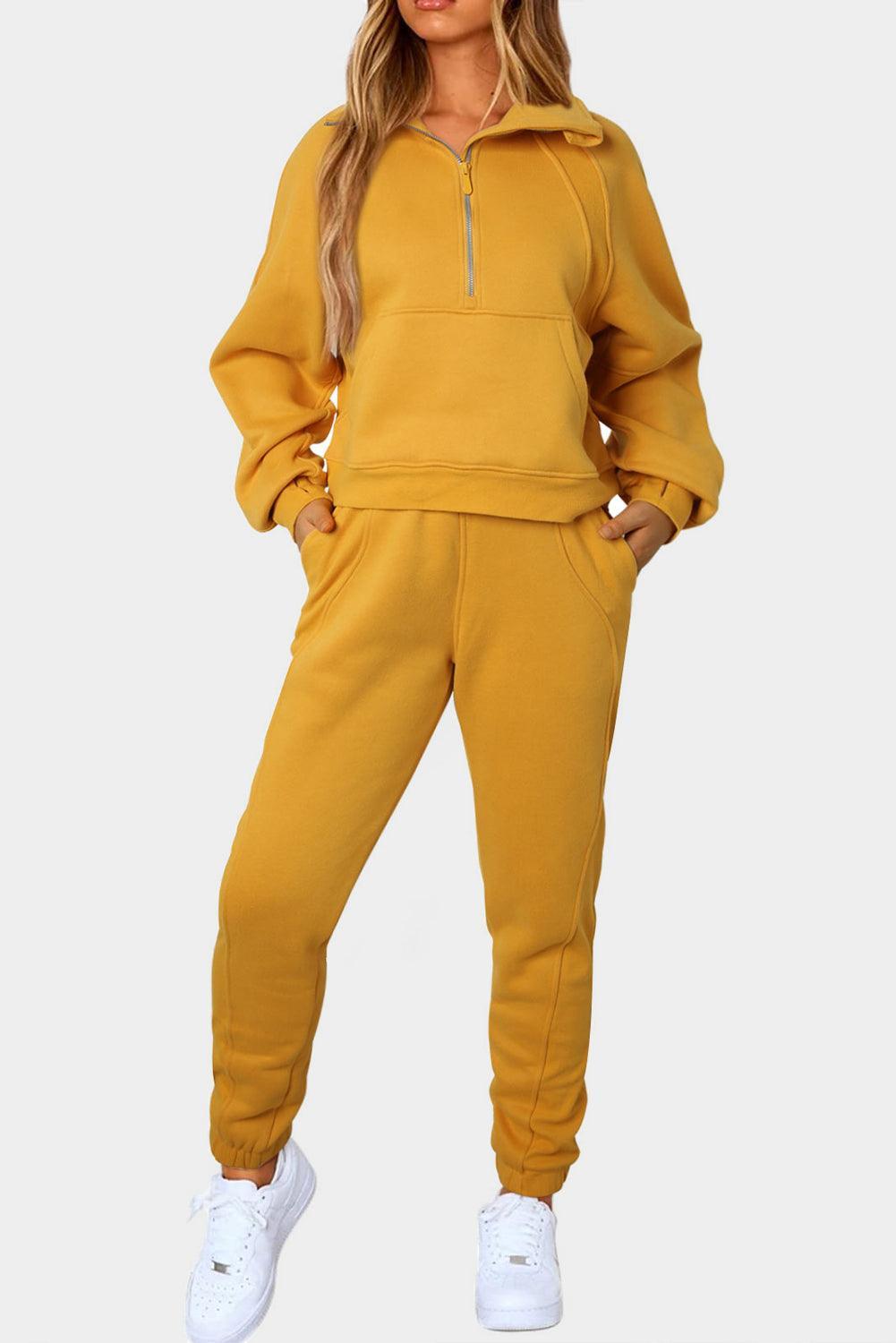 Half-Zip Sports Set with Pockets - 808Lush