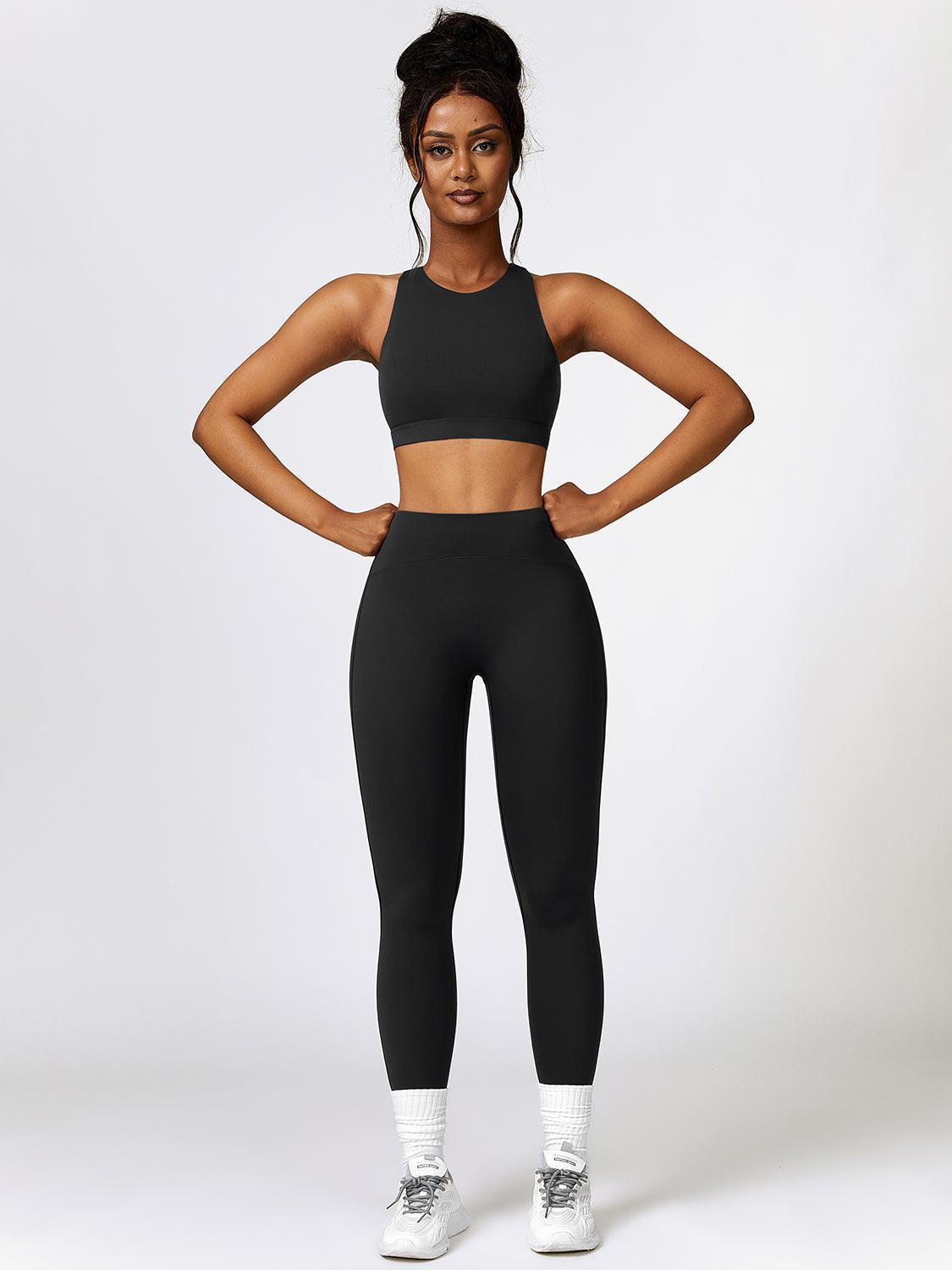 Cutout Cropped Sport Tank and Leggings Set - 808Lush