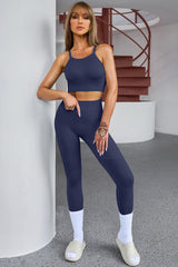 Tank Cropped Active Top and Pants Set - 808Lush