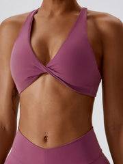 Yoga V-Neck Twisted Sleeveless Sports Bra - 808Lush