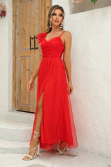 Asymmetrical Ruched Slit Dress - 808Lush