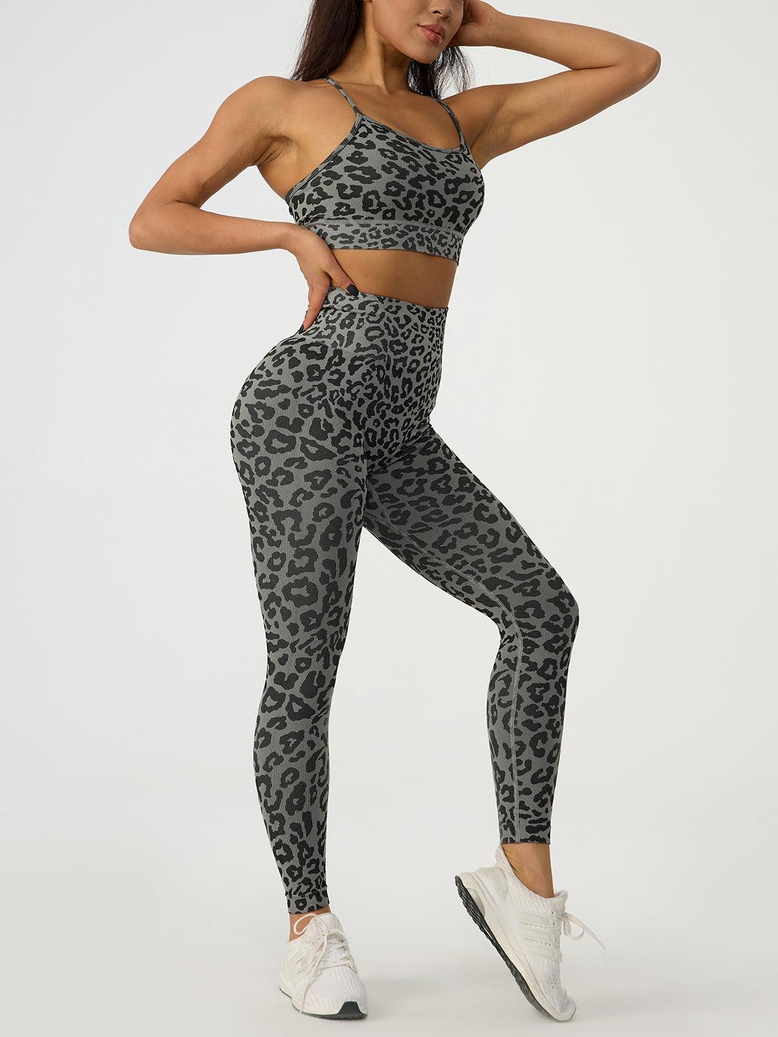 Leopard Crisscross Top and Leggings Active Set - 808Lush