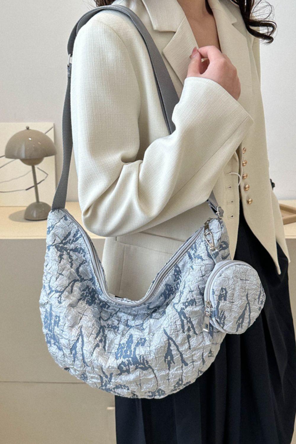 Textured Polyester Shoulder Bag - 808Lush