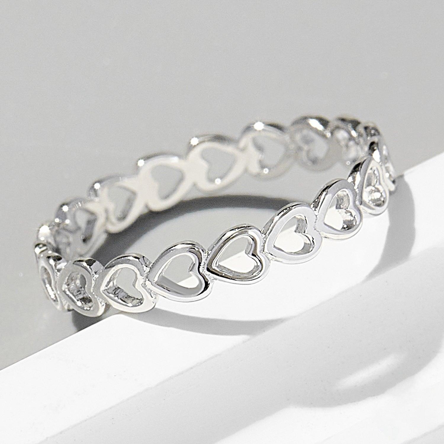 925 Sterling Silver Heart Link Ring - 808Lush