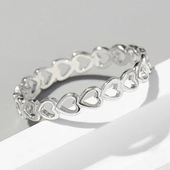 925 Sterling Silver Heart Link Ring - 808Lush