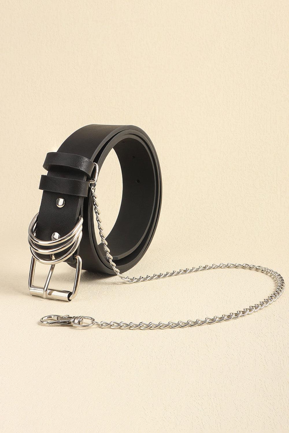 PU Leather Alloy Chain Belt - 808Lush