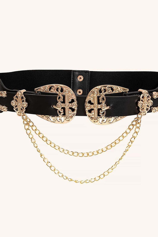 Chain Detail Double Buckle Belt - 808Lush