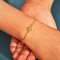 Lotus Shape 18K Gold-Plated Bead Bracelet - 808Lush