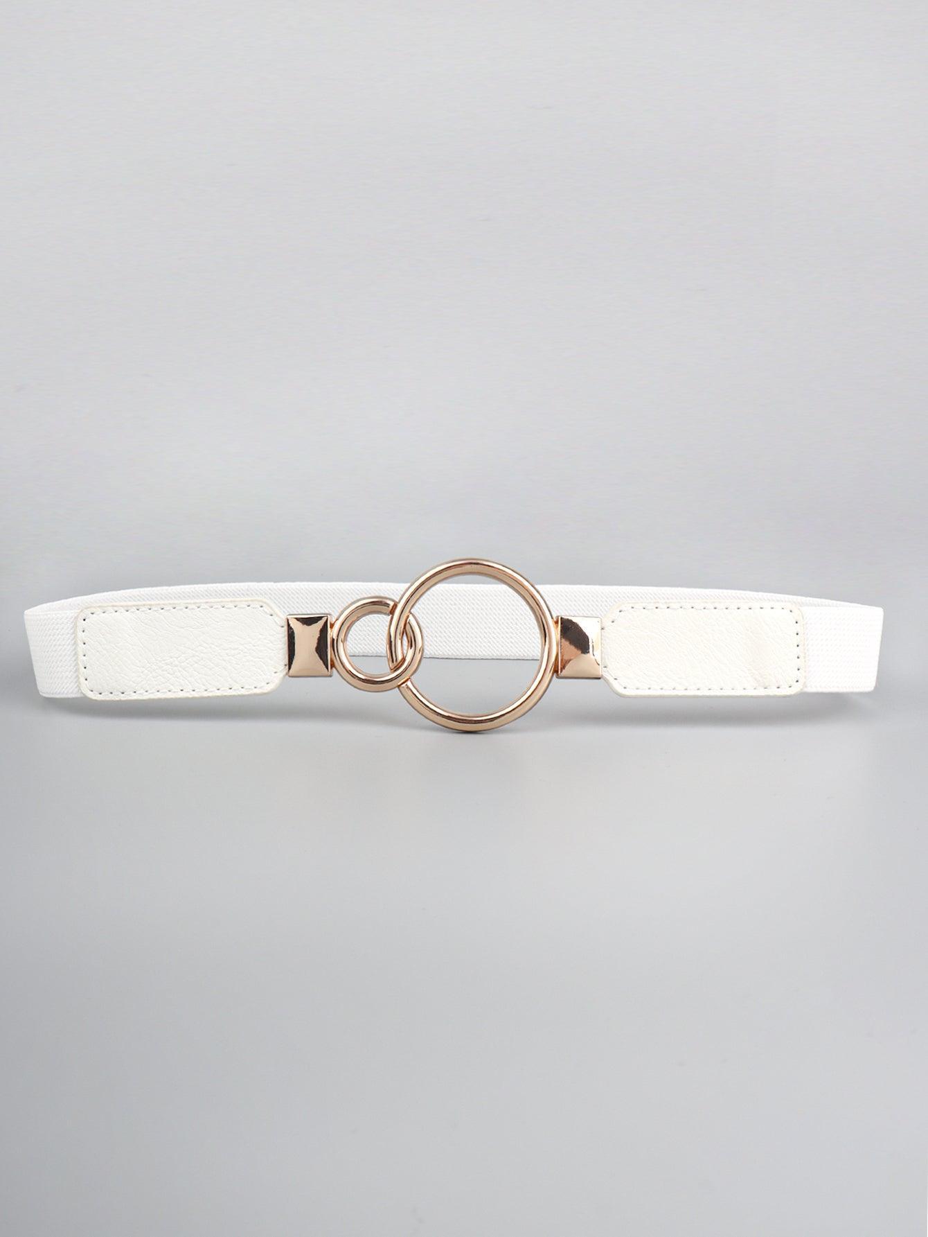 Double Ring Buckle Elastic PU Belt - 808Lush