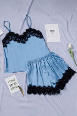 Lace Detail Spaghetti Strap Top and Shorts Lounge Set - 808Lush