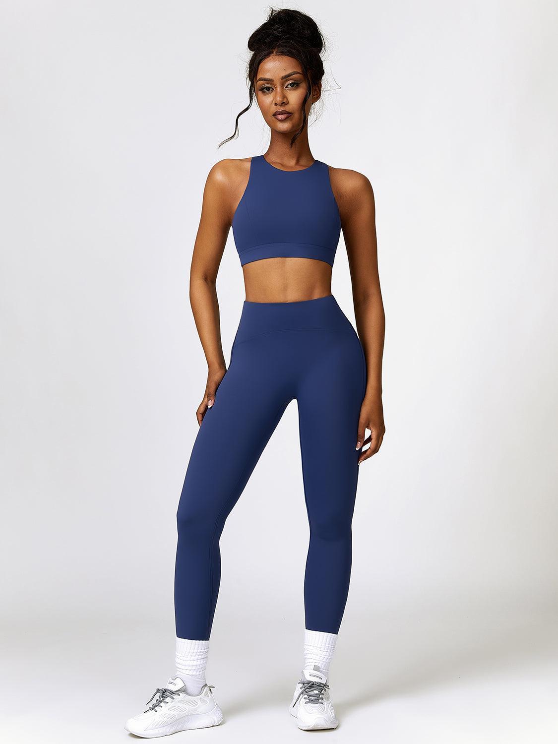 Cutout Cropped Sport Tank and Leggings Set - 808Lush