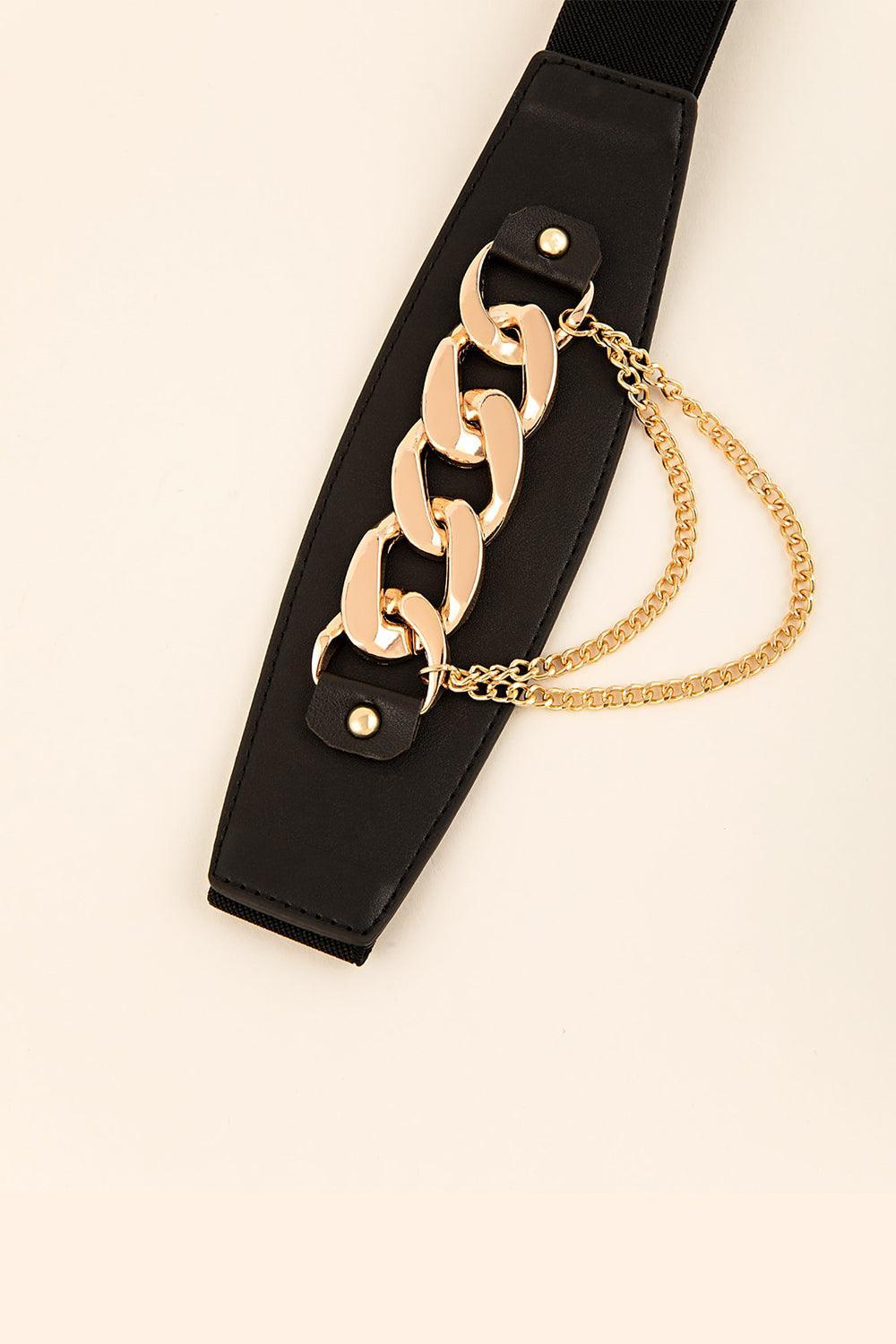 Chain Detail PU Leather Belt - 808Lush