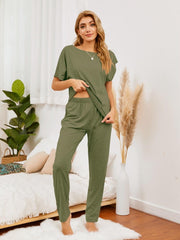 Boat Neck Top and Pants Lounge Set - 808Lush