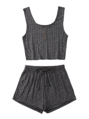 Scoop Neck Top and Shorts Lounge Set - 808Lush