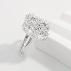 925 Sterling Silver Zircon Geometric Shape Ring