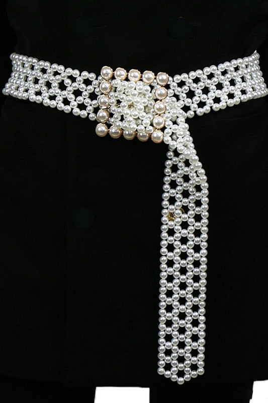 Alloy Buckle Pearl Belt - 808Lush