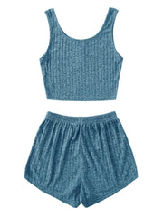 Scoop Neck Top and Shorts Lounge Set - 808Lush