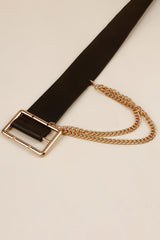 PU Leather Wide Belt with Chain - 808Lush