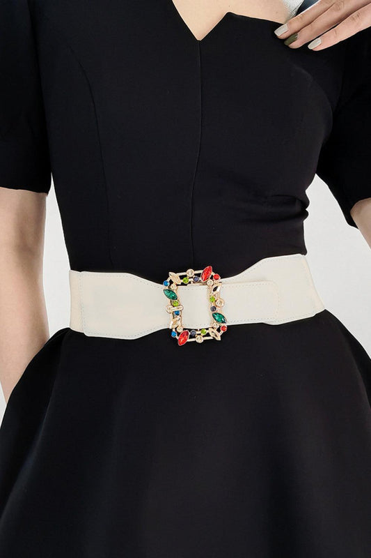 Multicolored Leaf Buckle Elastic Belt - 808Lush