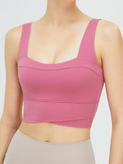 Square Neck Wide Strap Active Bra - 808Lush